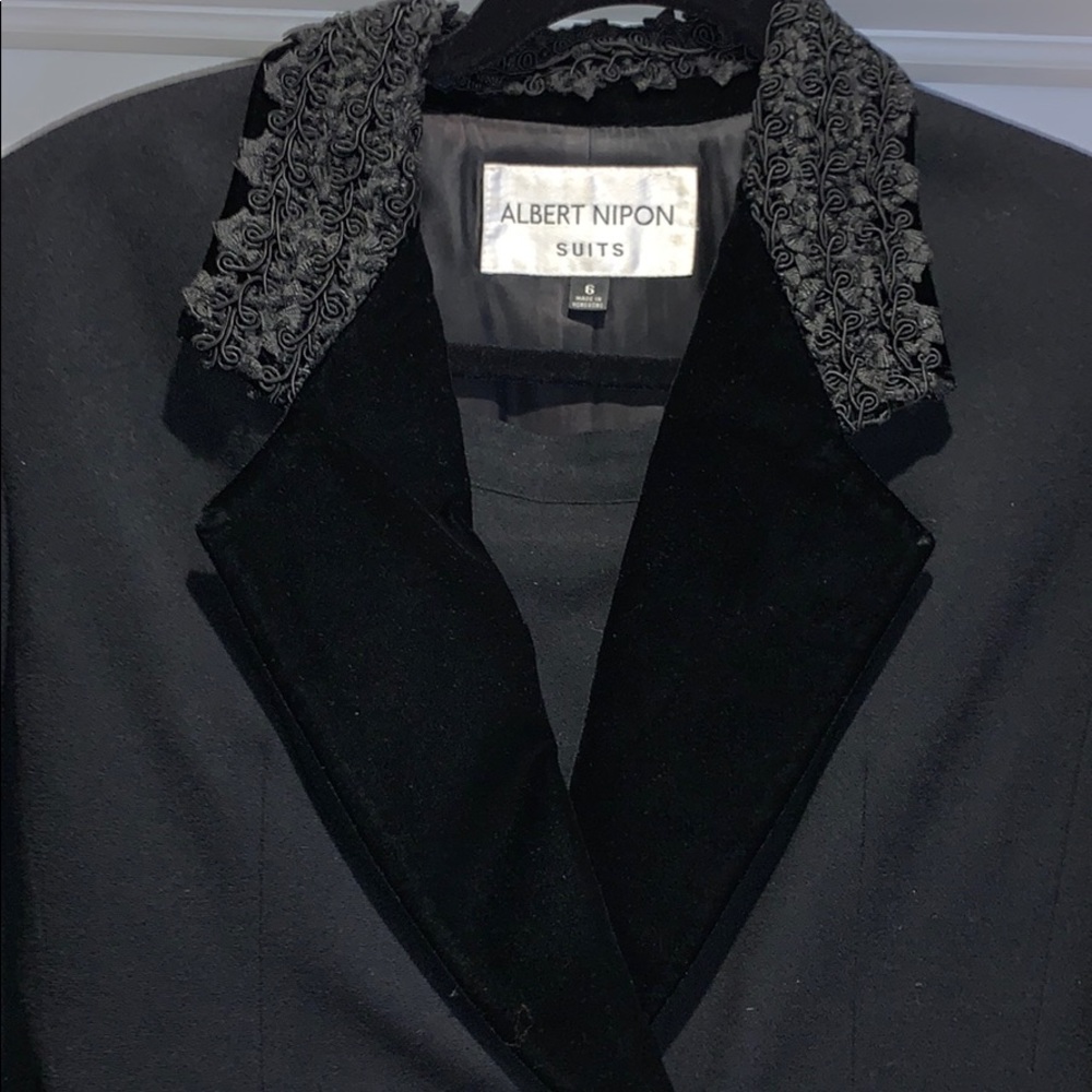 Albert Nipon Vintage Black Wool Suit - image 2